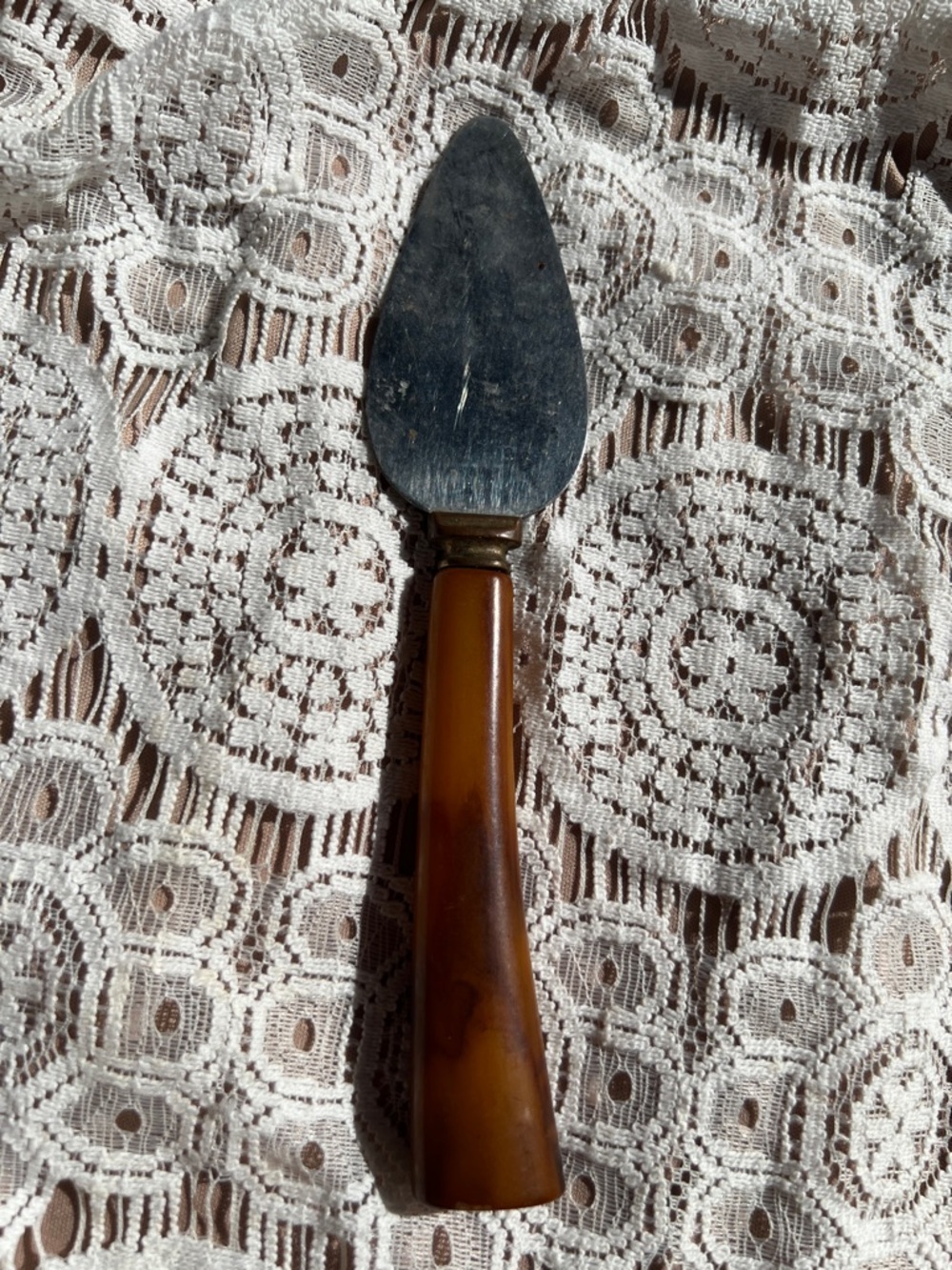 Vintage Cake/Pie Server with Amber Handle